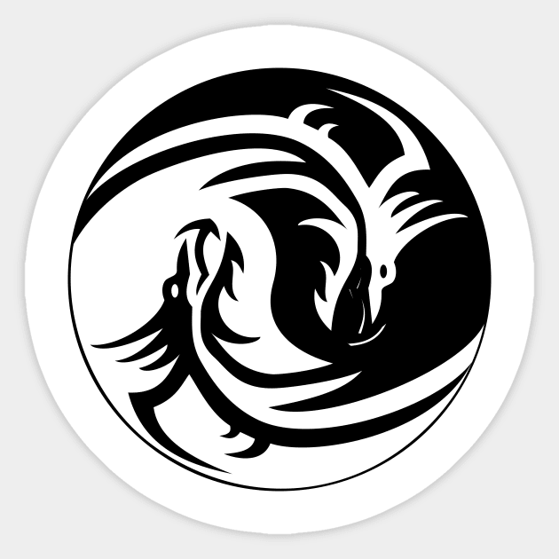 Dragon Yin and Yang Sticker by The Lucid Frog